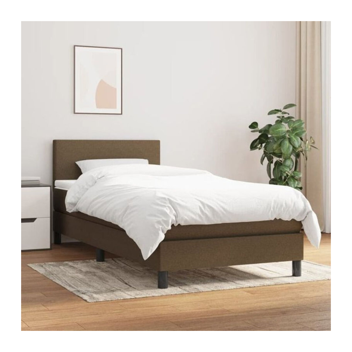 Vidaxl Boxspringbett mit Matratze aus Stoff in Braun, B/T/H: 90 x 190 cm - Bild 1