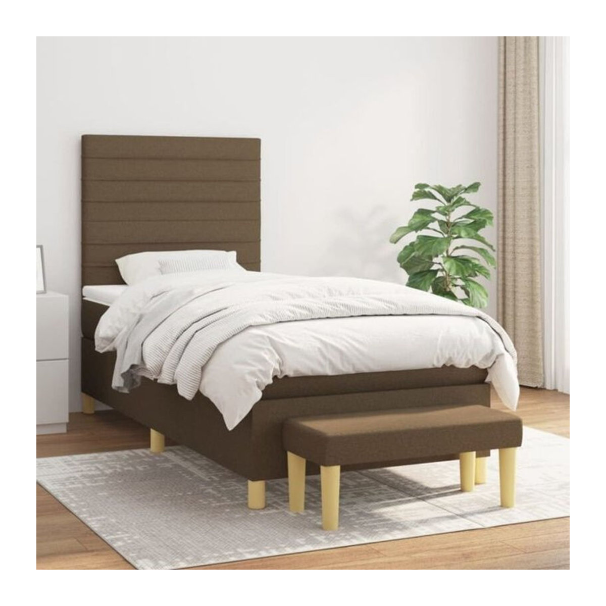 Vidaxl Boxspringbett mit Matratze aus Stoff in Braun, B/T/H: 90 x 190 cm - Bild 1