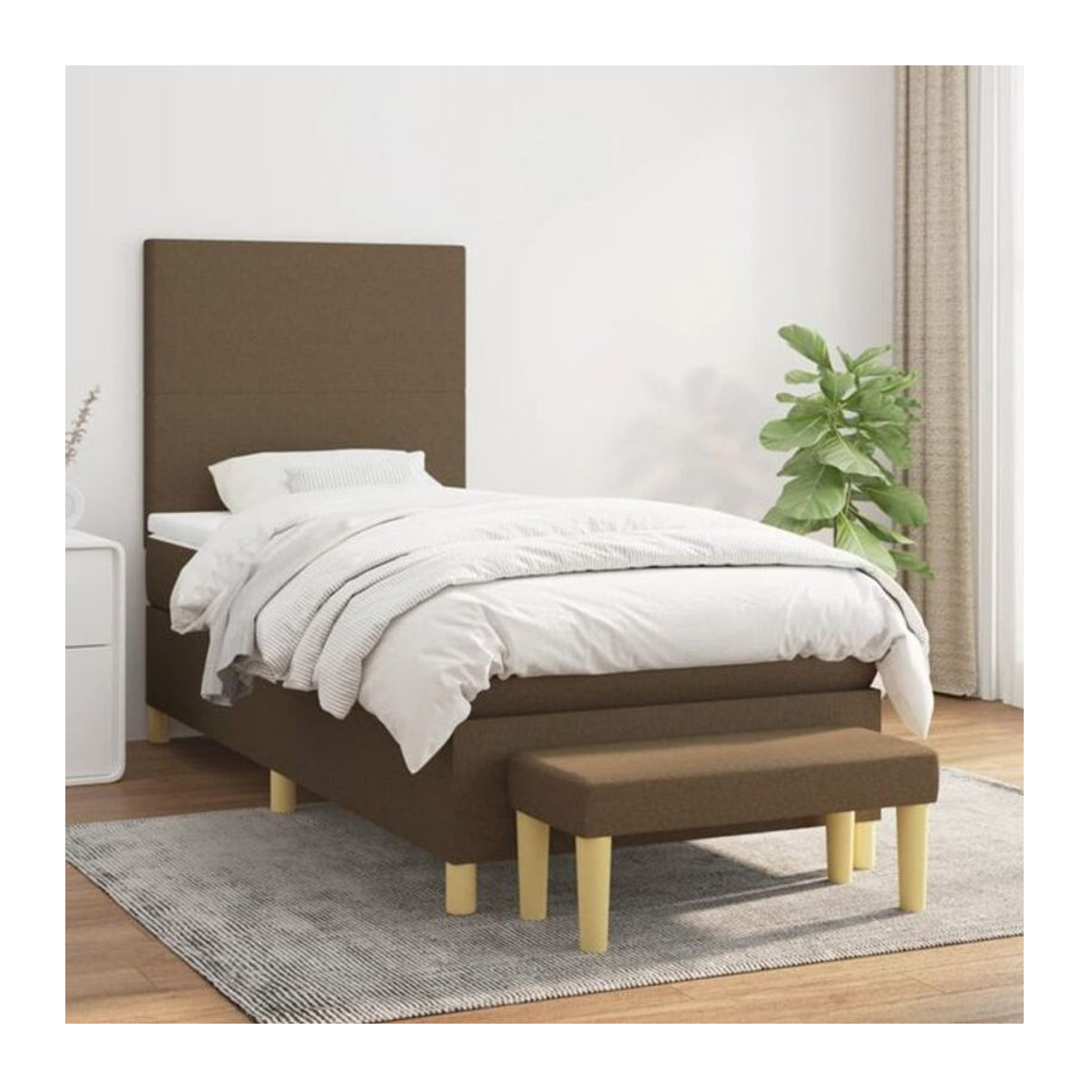 Vidaxl Boxspringbett mit Matratze aus Stoff in Braun, B/T/H: 90 x 190 cm - Bild 1