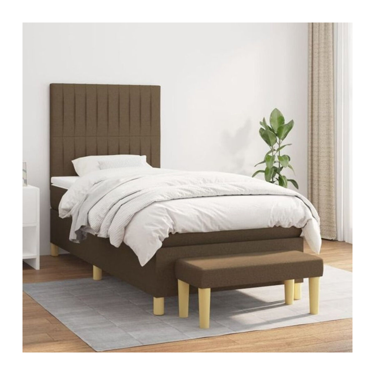 vidaxl Boxspringbett mit Matratze aus Stoff in Braun, B/T/H: 90 x 190 x 118 cm - Bild 1