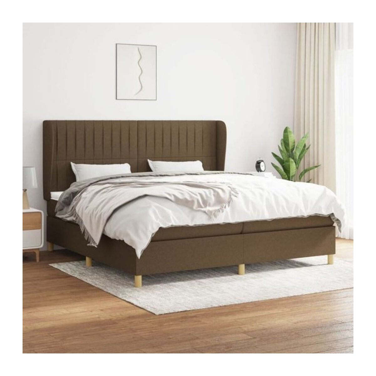 Vidaxl Boxspringbett mit Matratze aus Stoff in Braun mit Massivholz in modernem Design B/T: 200 x 200 cm - Bild 1