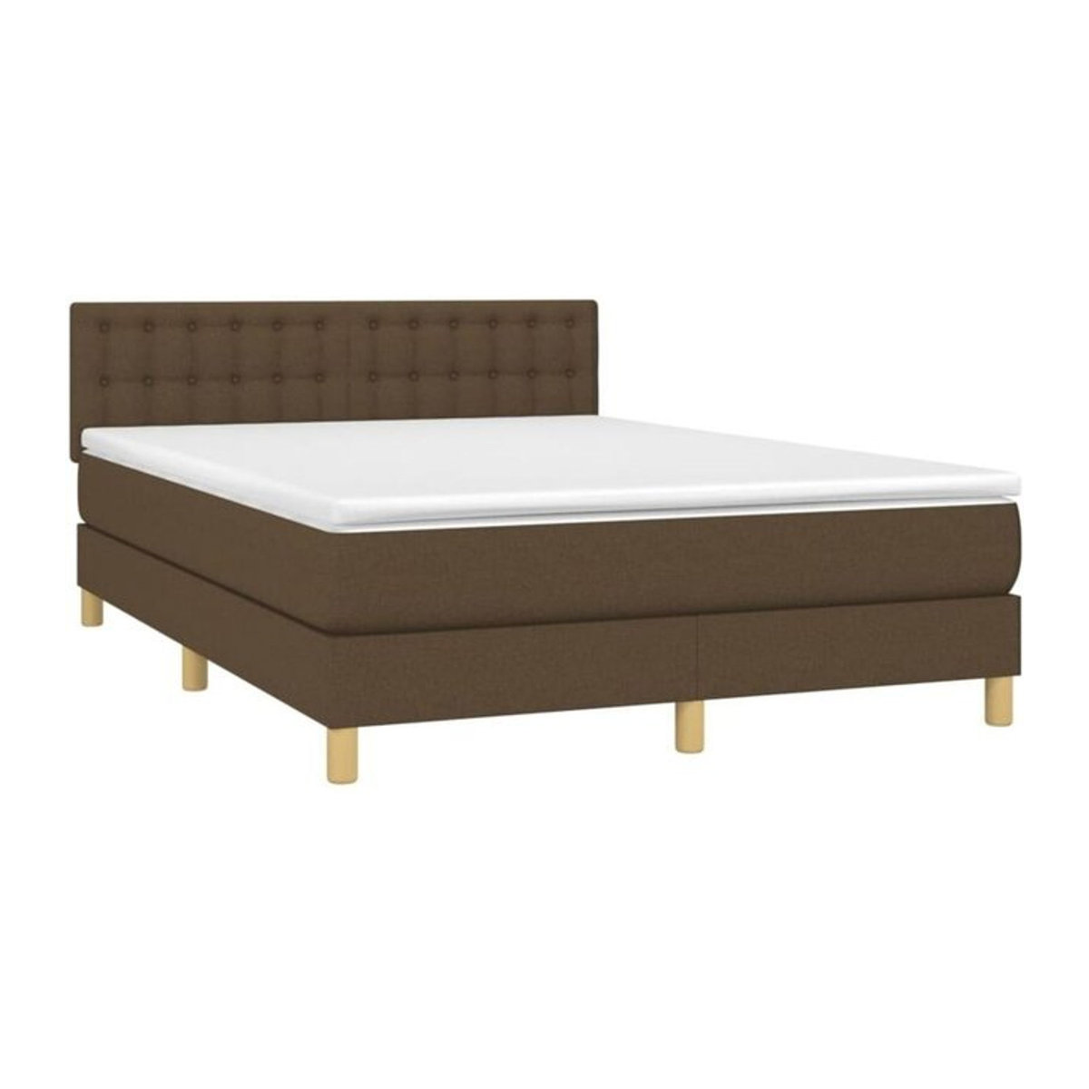 vidaxl Boxspringbett mit Matratze aus Stoff in Braun und Weiß, B/T/H: 140 x 190 cm - Bild 1