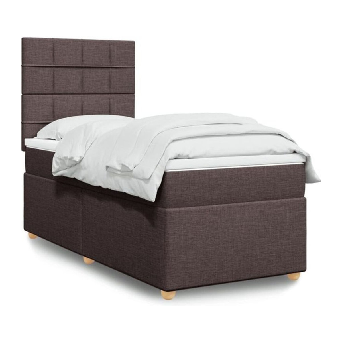 vidaxl Boxspringbett mit Matratze aus Stoff in Braun und Weiß, B/T/H: 200 x 100 x 150,5 cm - Bild 1