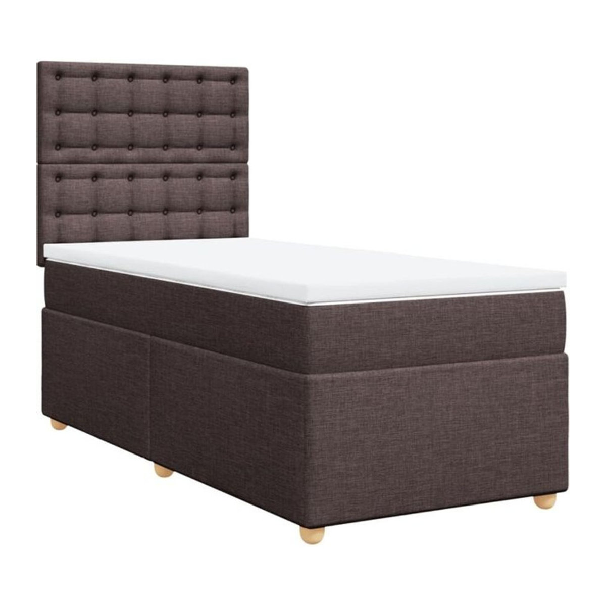 vidaxl Boxspringbett mit Matratze aus Stoff in Braun und Weiß, B/T/H: 90 x 200 x 150,5 cm - Bild 1
