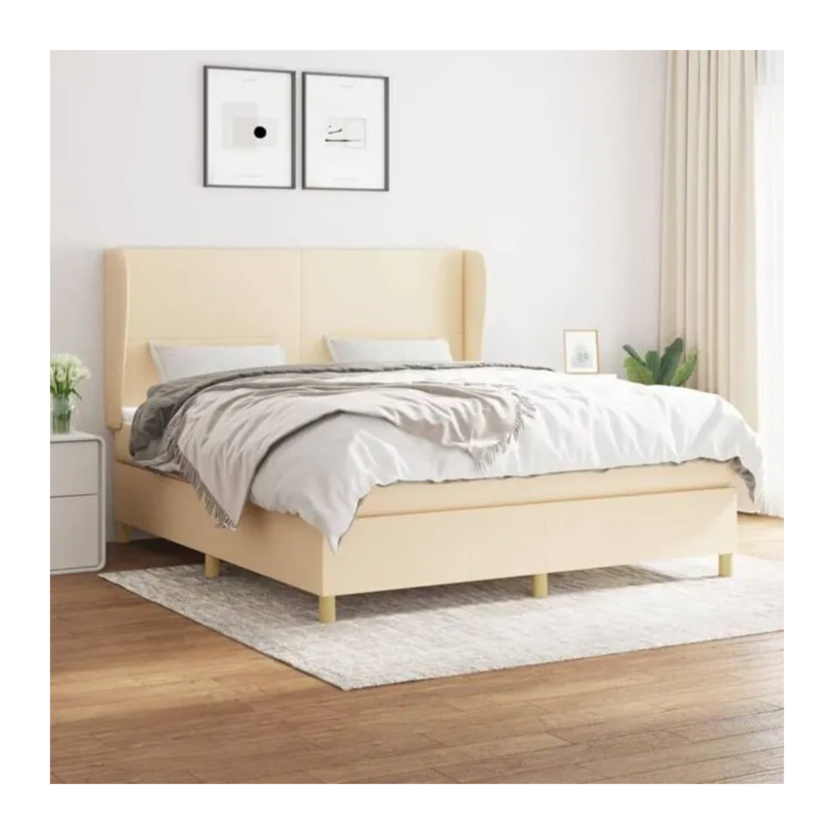 vidaxl Boxspringbett mit Matratze aus Stoff in Creme, B/T: 160 x 200 cm - Bild 1