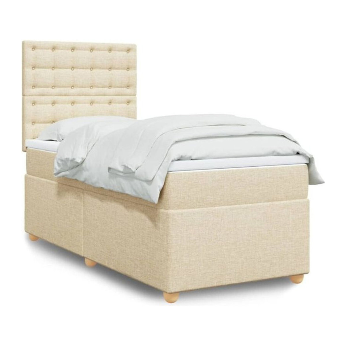 vidaxl Boxspringbett mit Matratze aus Stoff in Creme, B/T/H: 90 x 200 x 150,5 cm - Bild 1