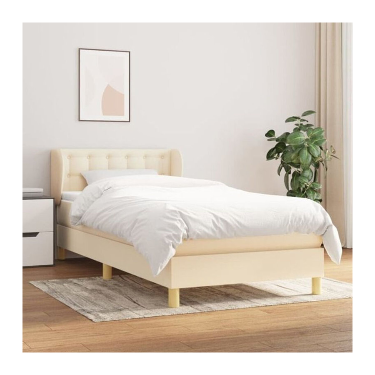 vidaxl Boxspringbett mit Matratze aus Stoff in Creme und Beige, B/B: 80 x 200 cm - Bild 1