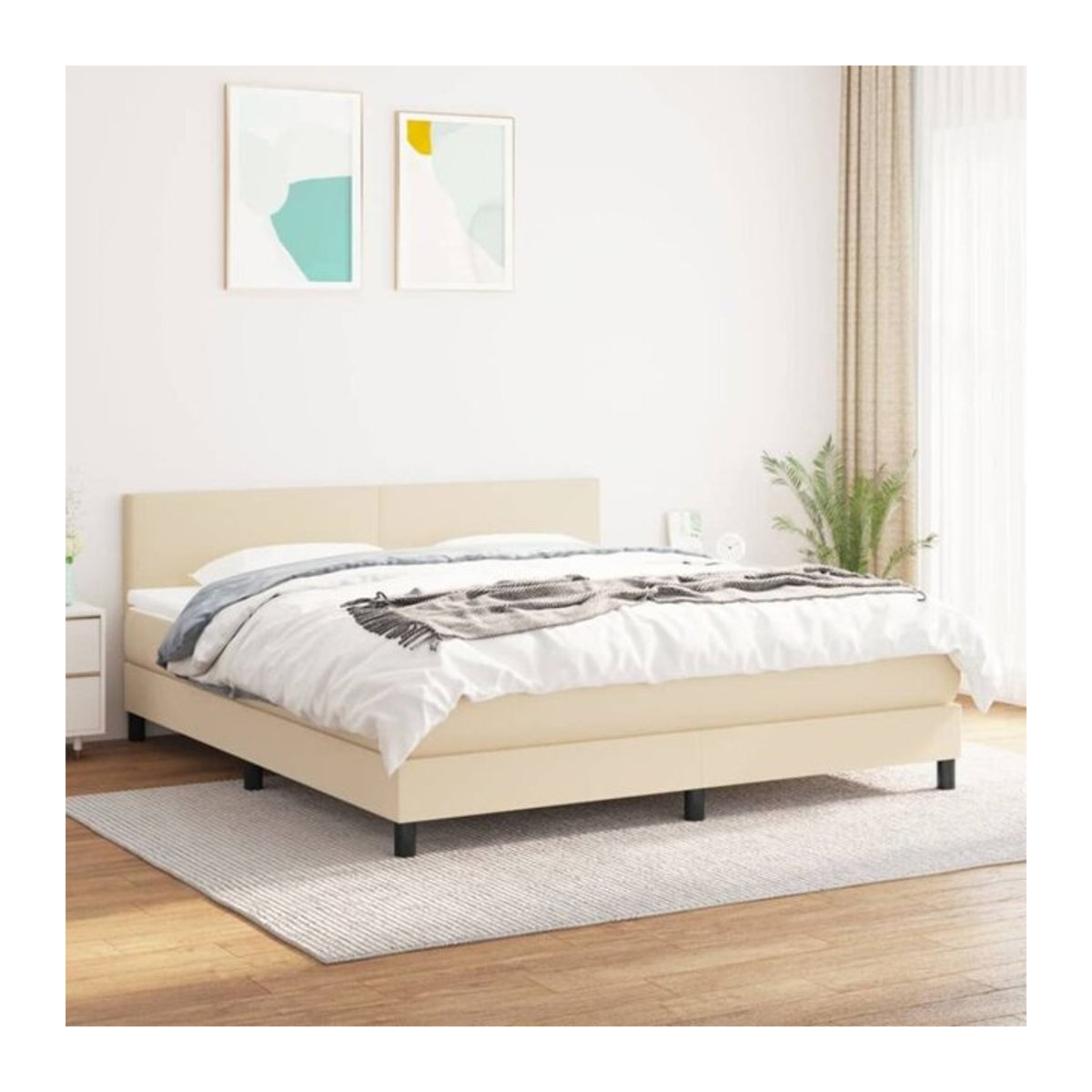vidaxl Boxspringbett mit Matratze aus Stoff in Creme und Beige, B/T: 160 x 200 cm - Bild 1