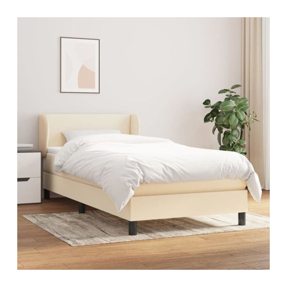 vidaxl Boxspringbett mit Matratze aus Stoff in Creme und Beige, B/T/H: 100 x 200 x 78 cm - Bild 1