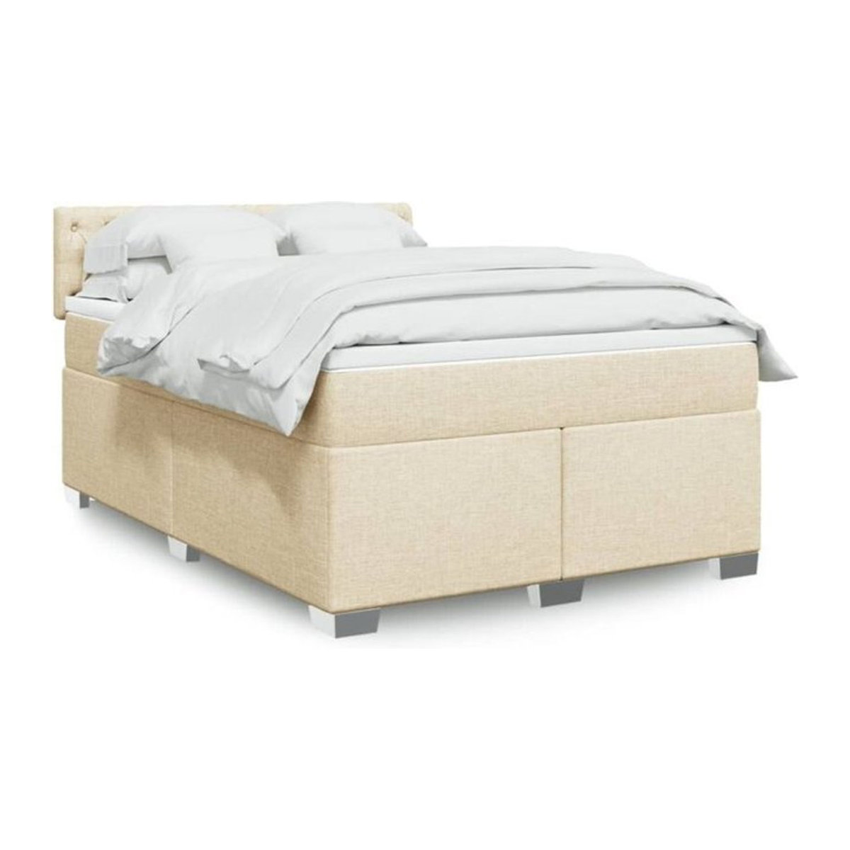 vidaxl Boxspringbett mit Matratze aus Stoff in Creme und Beige, B/T/H: 140 x 190 cm - Bild 1