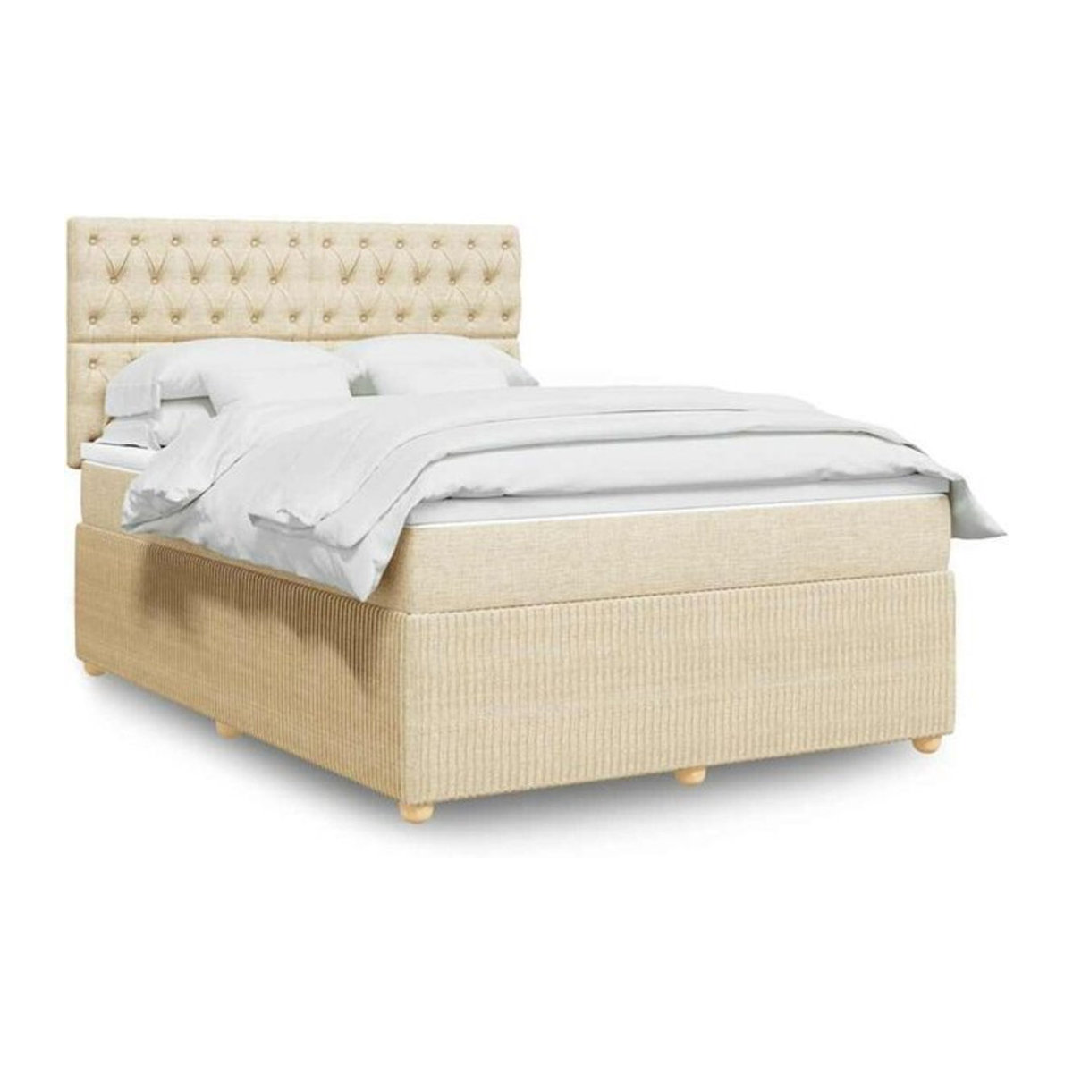 vidaxl Boxspringbett mit Matratze aus Stoff in Creme und Beige B/T/H: 140 x 190 cm - Bild 1