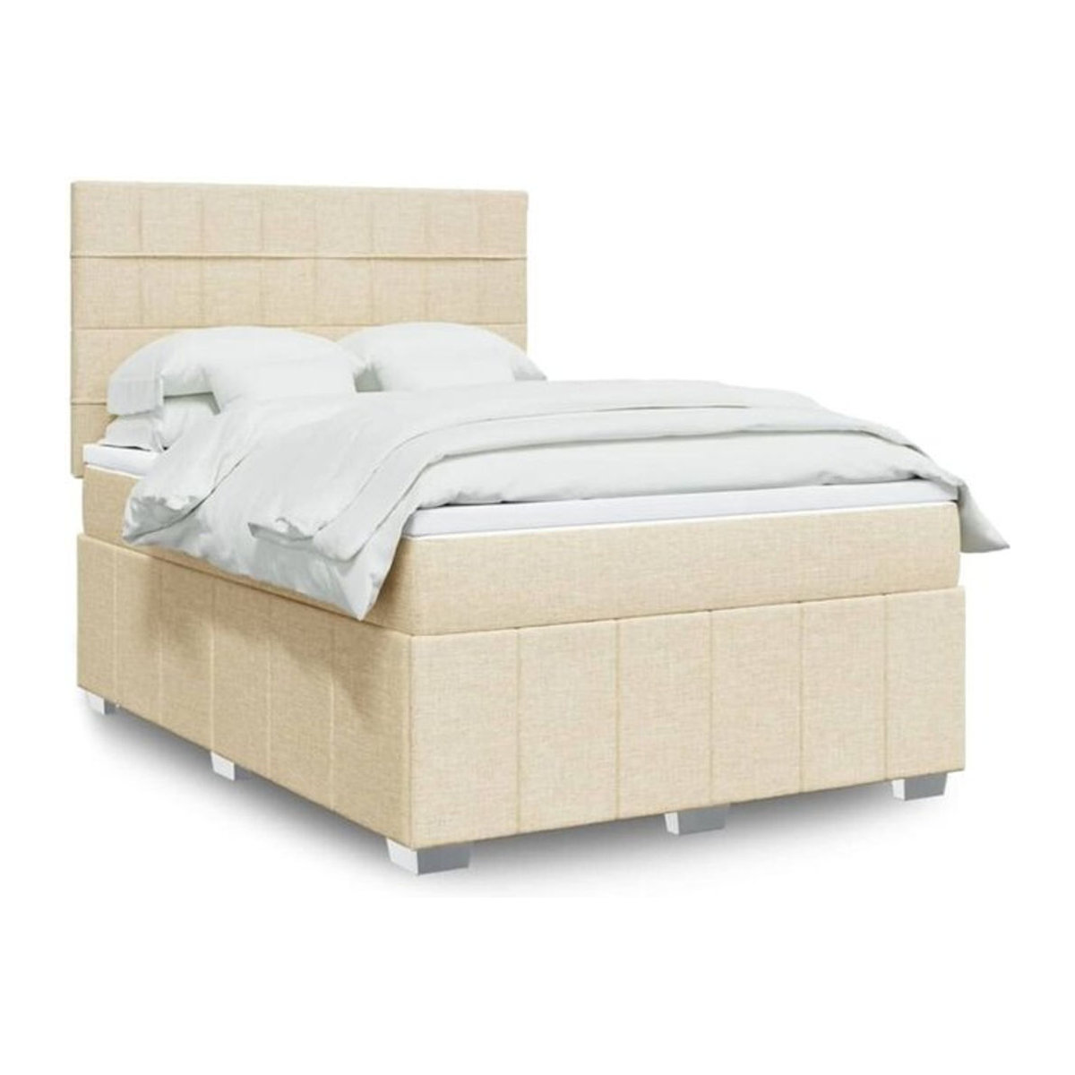 vidaxl Boxspringbett mit Matratze aus Stoff in Creme und Beige, B/T/H: 140 x 200 cm - Bild 1
