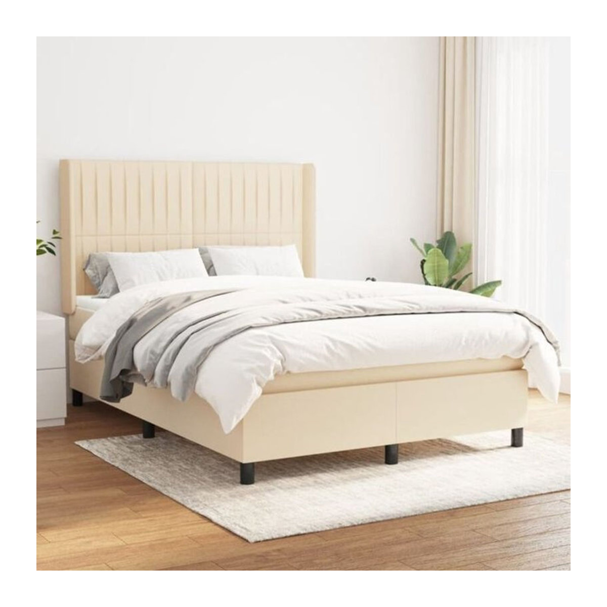 vidaxl Boxspringbett mit Matratze aus Stoff in Creme und Beige, B/T/H: 190 x 140 x 118 cm - Bild 1