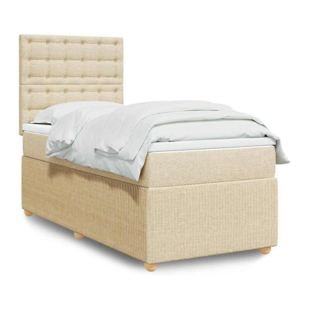 vidaxl Boxspringbett mit Matratze aus Stoff in Creme und Beige B/T/H: 200 x 100 x 150,5 cm - Bild 1