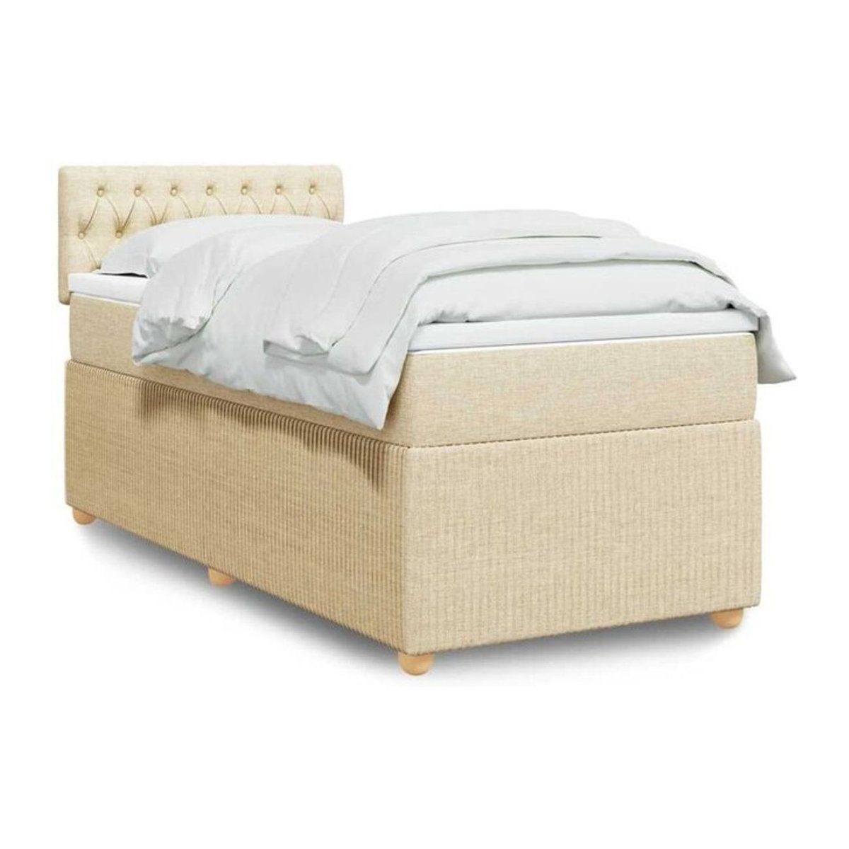 vidaxl Boxspringbett mit Matratze aus Stoff in Creme und Beige, B/T/H: 90 x 200 cm - Bild 1