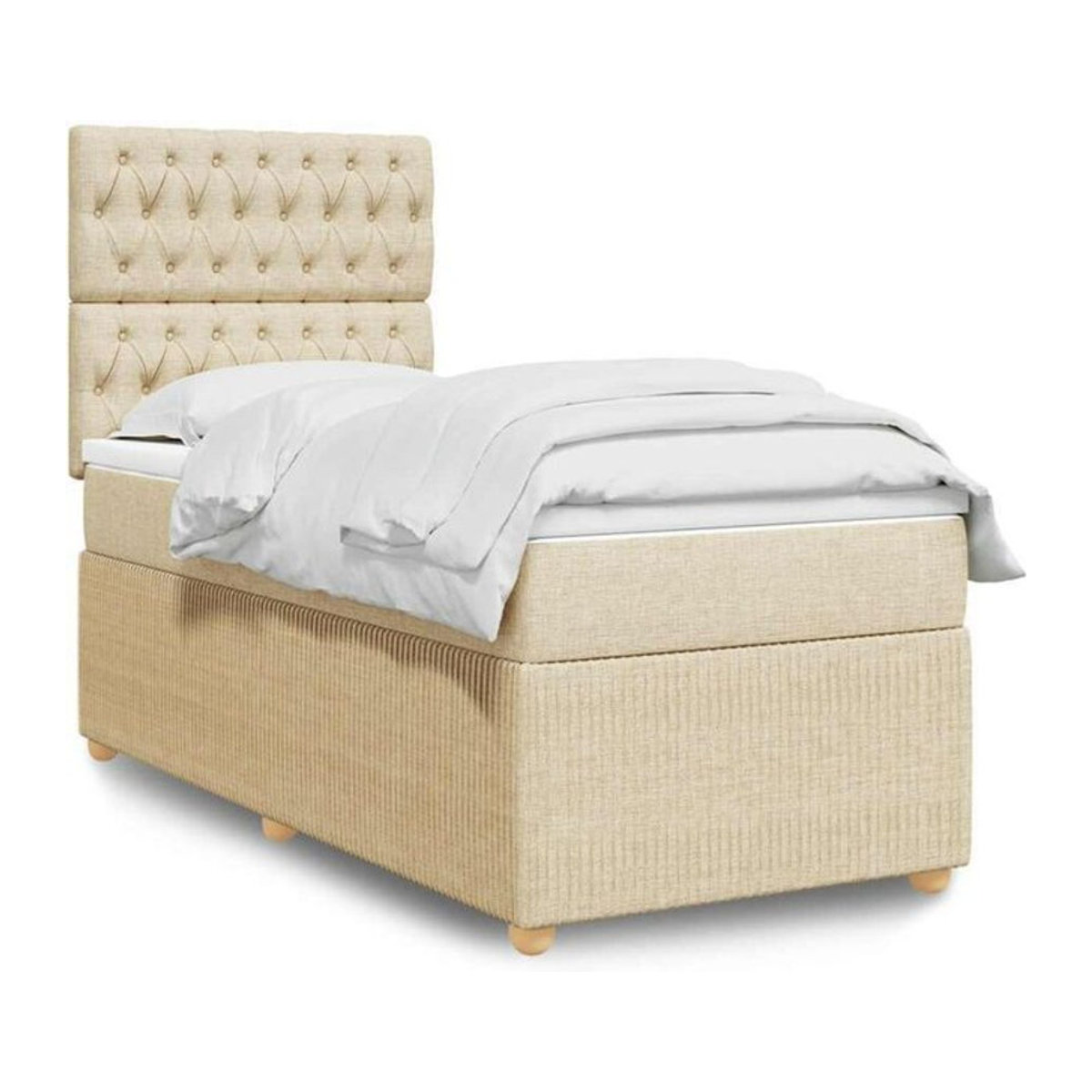 vidaxl Boxspringbett mit Matratze aus Stoff in Creme und Beige, B/T/H: 90 x 200 x 150,5 cm - Bild 1