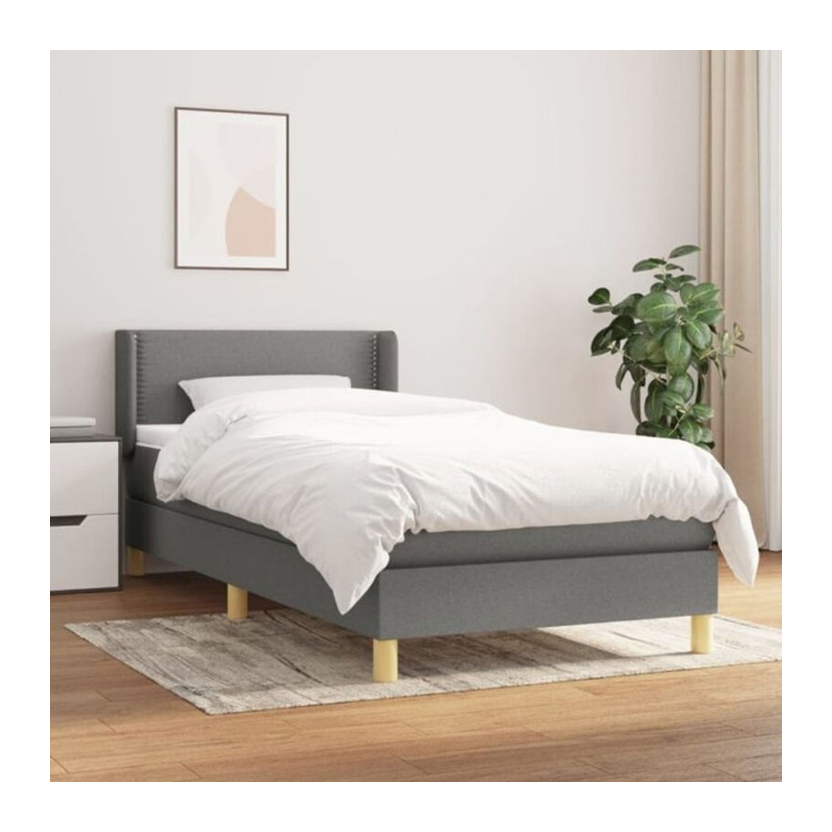 vidaxl Boxspringbett mit Matratze aus Stoff in Dunkelgrau B/H: 90 x 190 cm - Bild 1