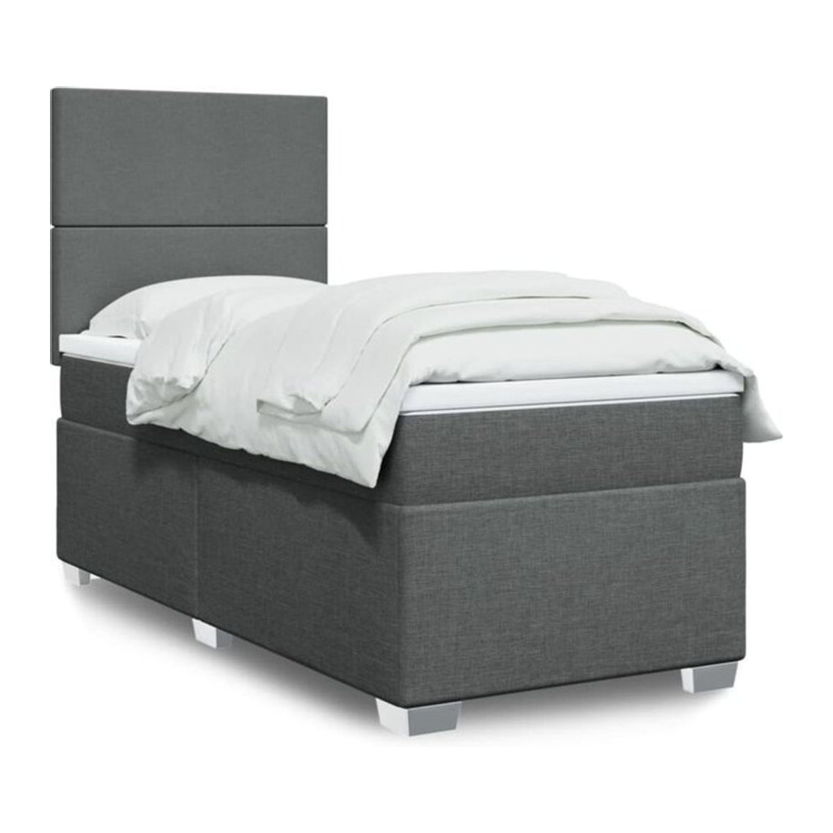 Vidaxl Boxspringbett mit Matratze aus Stoff in Dunkelgrau, B/T/H: 100 x 200 x 140,5 cm - Bild 1