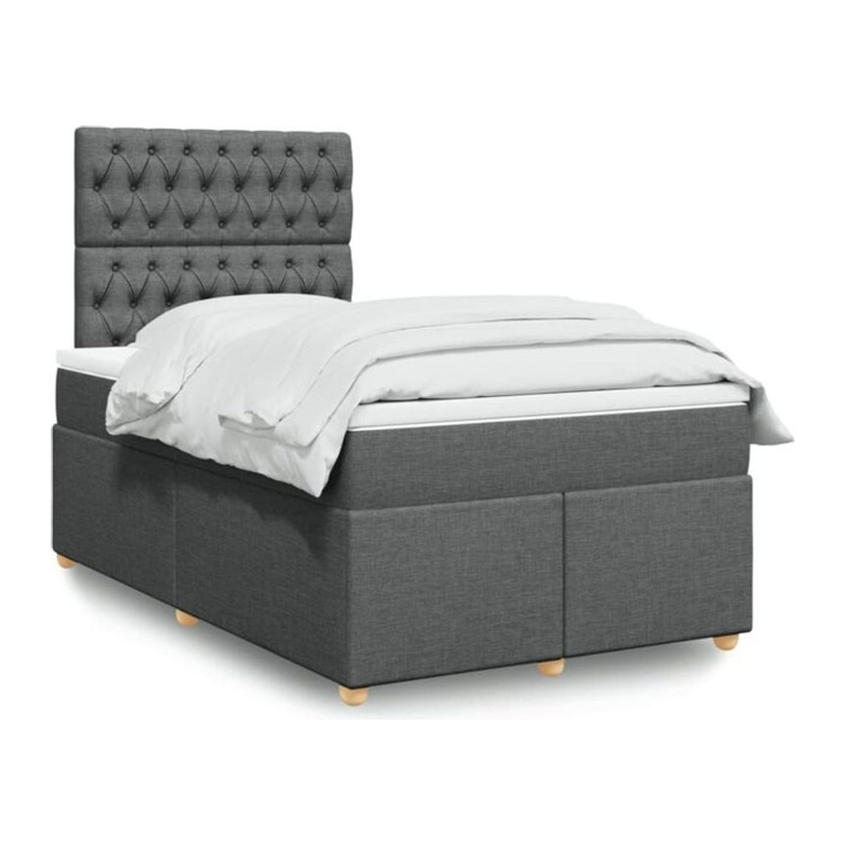 Vidaxl Boxspringbett mit Matratze aus Stoff in Dunkelgrau B/T/H: 120 x 190 cm - Bild 1