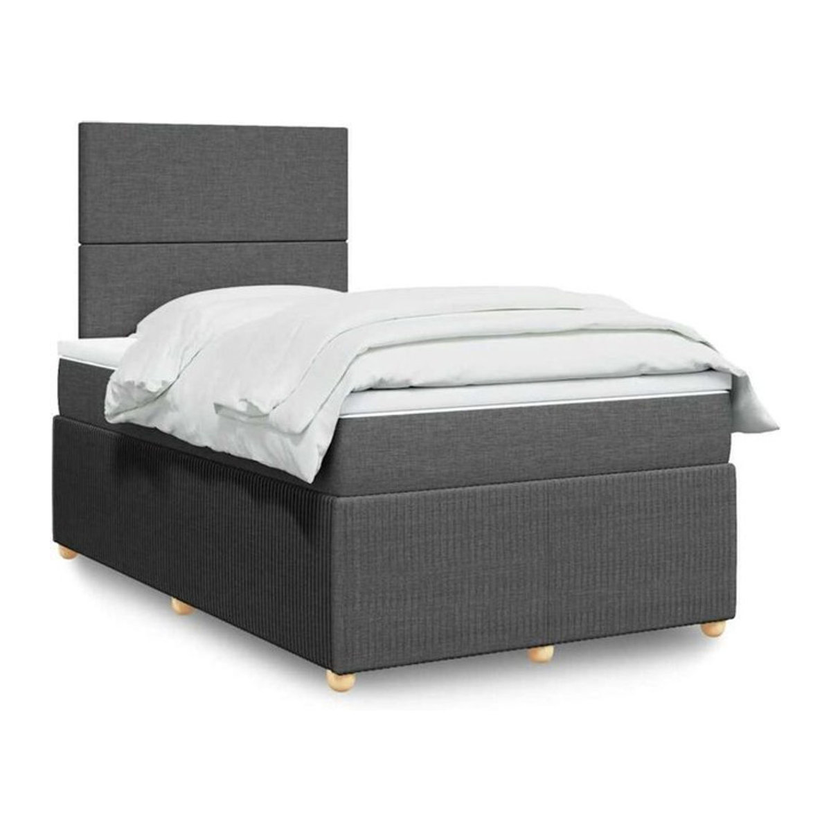 vidaxl Boxspringbett mit Matratze aus Stoff in Dunkelgrau B/T/H: 120 x 190 x 150,5 cm - Bild 1