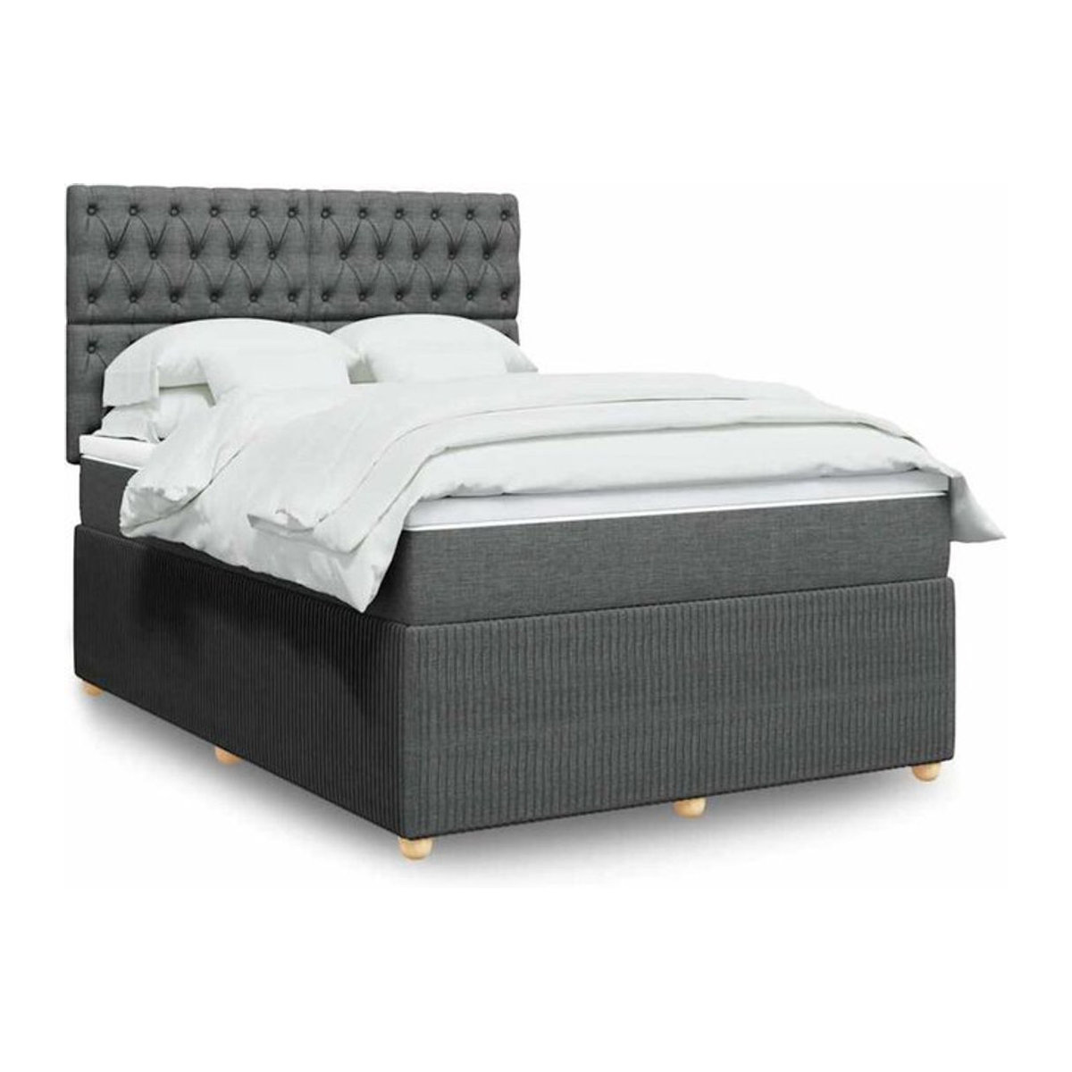 Vidaxl Boxspringbett mit Matratze aus Stoff in Dunkelgrau, B/T/H: 140 x 190 cm - Bild 1