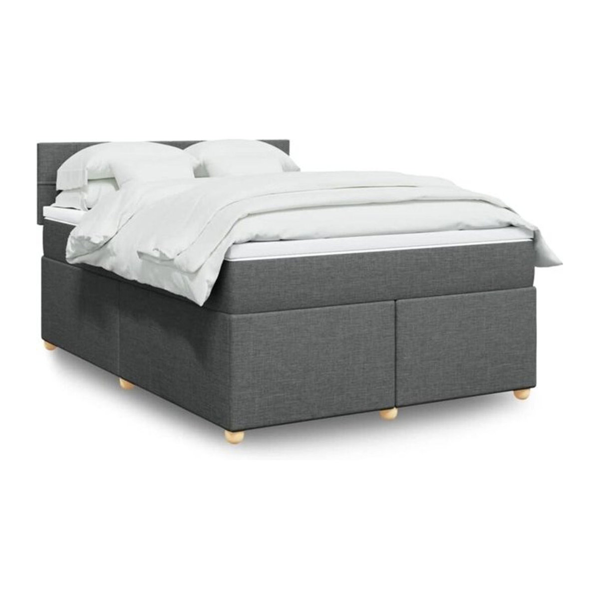 Vidaxl Boxspringbett mit Matratze aus Stoff in Dunkelgrau, B/T/H: 140 x 190 cm - Bild 1