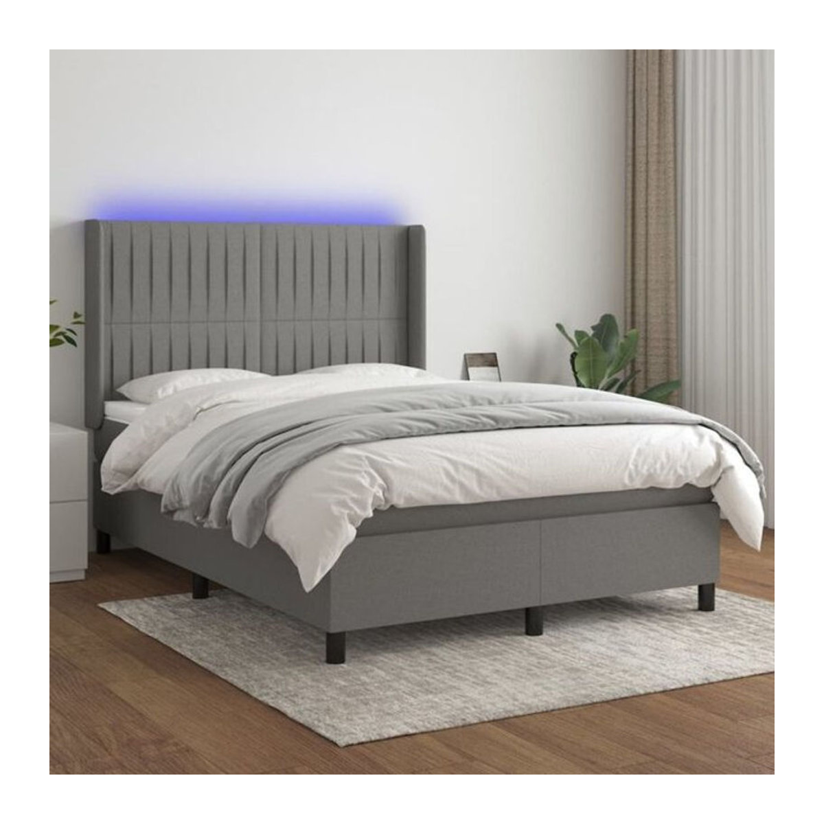 Vidaxl Boxspringbett mit Matratze aus Stoff in Dunkelgrau B/T/H: 140 x 190 x 128 cm - Bild 1