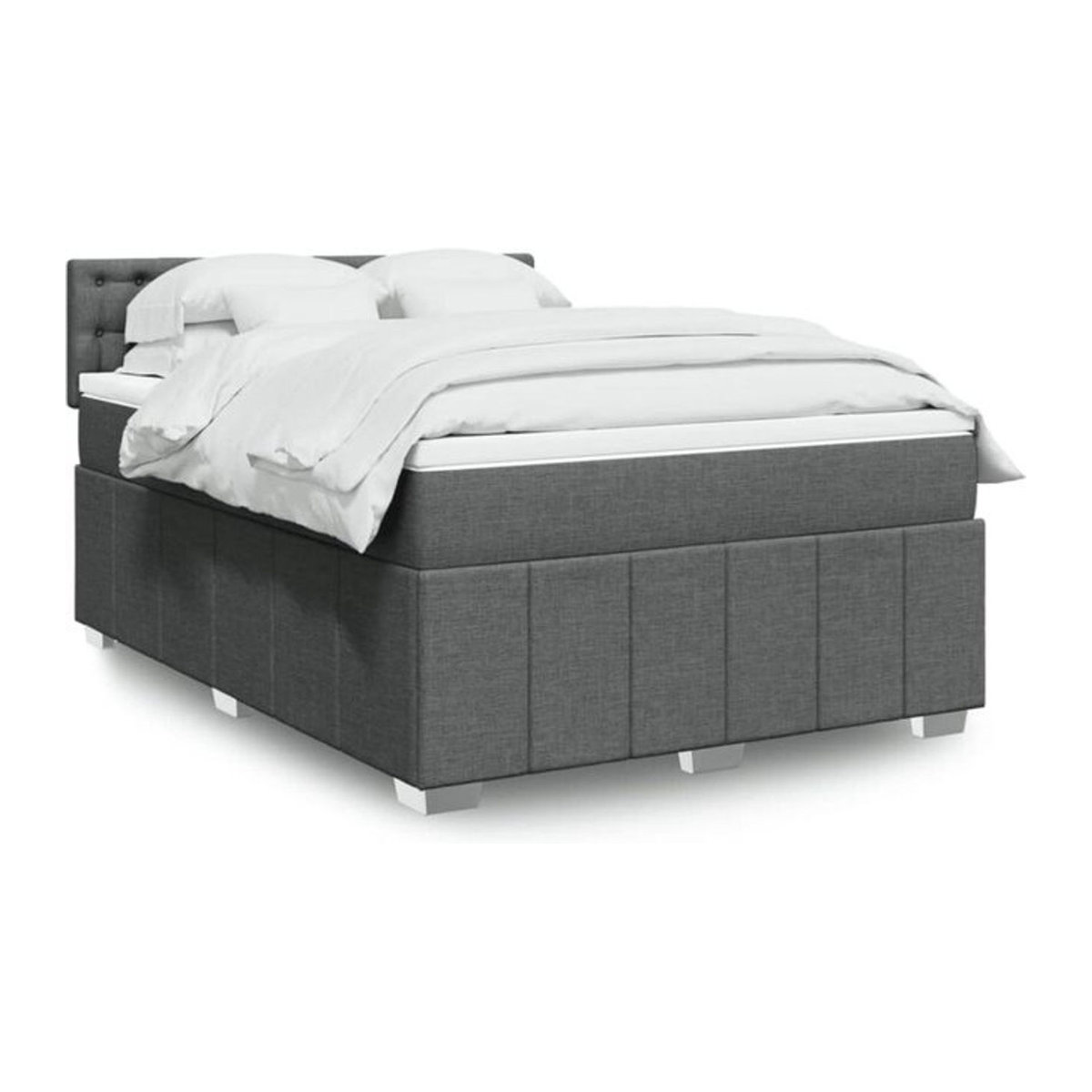 vidaxl Boxspringbett mit Matratze aus Stoff in Dunkelgrau B/T/H: 140 x 200 cm - Bild 1