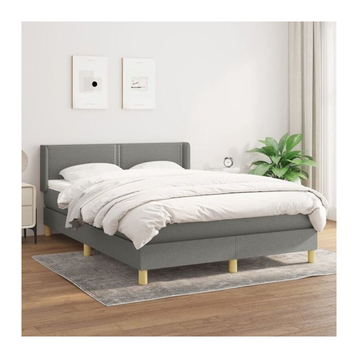 vidaxl Boxspringbett mit Matratze aus Stoff in Dunkelgrau B/T/H: 140 x 200 cm - Bild 1