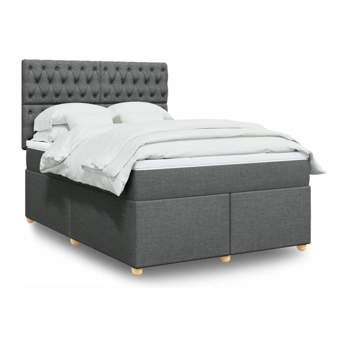 Vidaxl Boxspringbett mit Matratze aus Stoff in Dunkelgrau, B/T/H: 160 x 200 x 140,5 cm - Bild 1