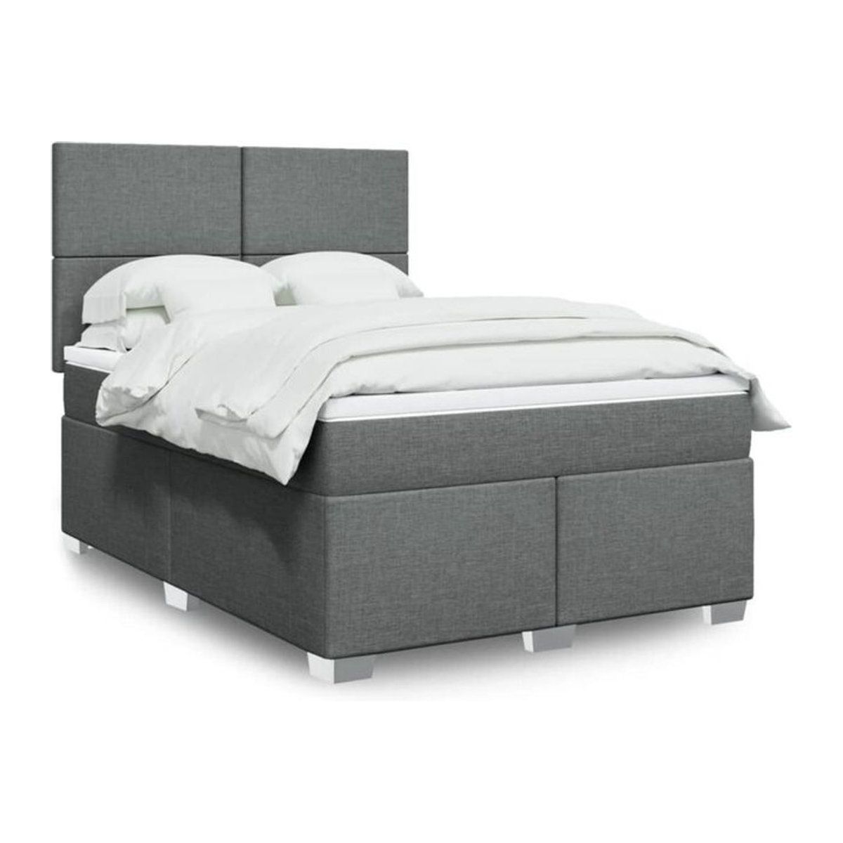 vidaxl Boxspringbett mit Matratze aus Stoff in Dunkelgrau B/T/H: 160 x 200 x 150,5 cm - Bild 1