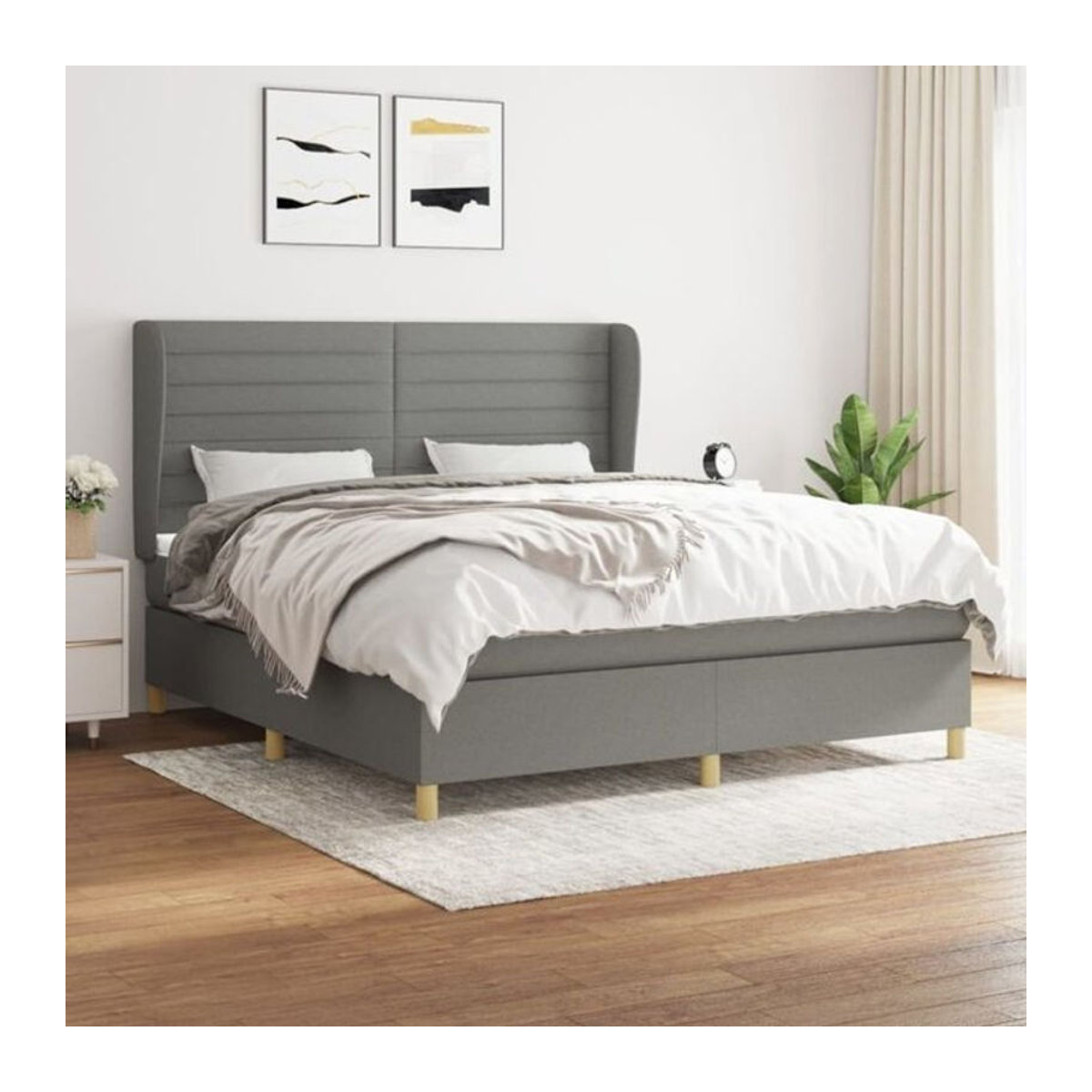 Vidaxl Boxspringbett mit Matratze aus Stoff in Dunkelgrau B/T/H: 180 x 200 x 118 cm - Bild 1