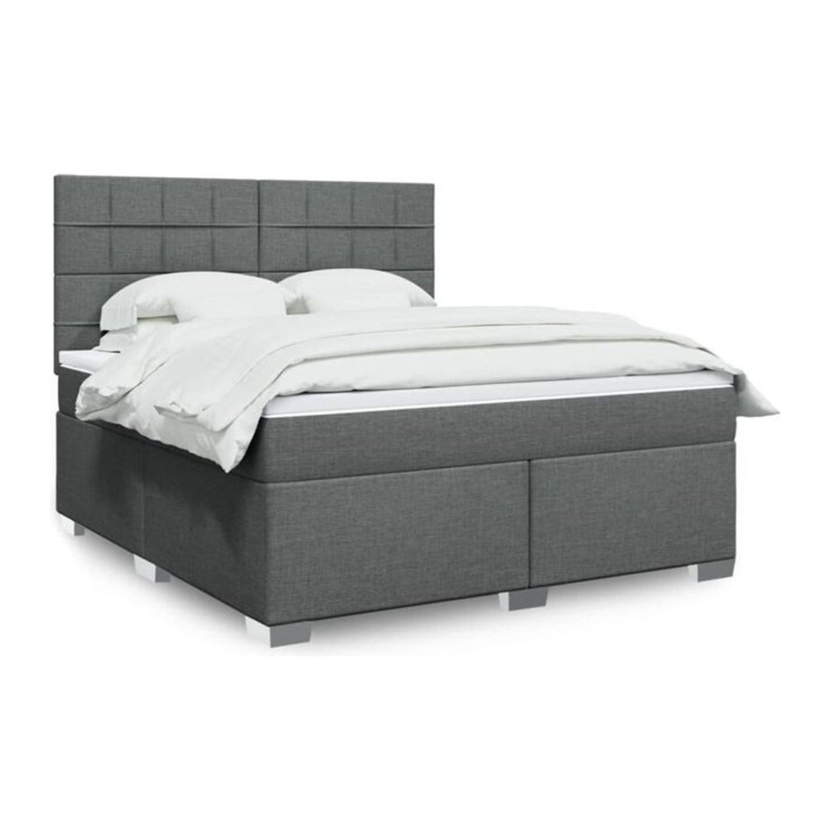 Vidaxl Boxspringbett mit Matratze aus Stoff in Dunkelgrau B/T/H: 180 x 200 x 140,5 cm - Bild 1