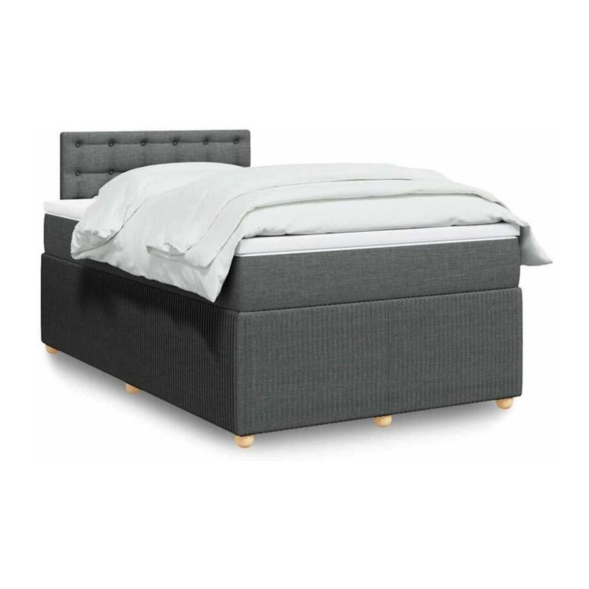 Vidaxl Boxspringbett mit Matratze aus Stoff in Dunkelgrau, B/T/H: 190 x 120 x 100,5 cm - Bild 1