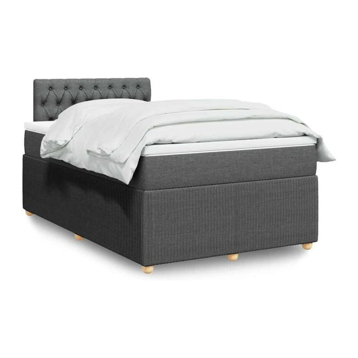 vidaxl Boxspringbett mit Matratze aus Stoff in Dunkelgrau, B/T/H: 190 x 120 x 100,5 cm - Bild 1