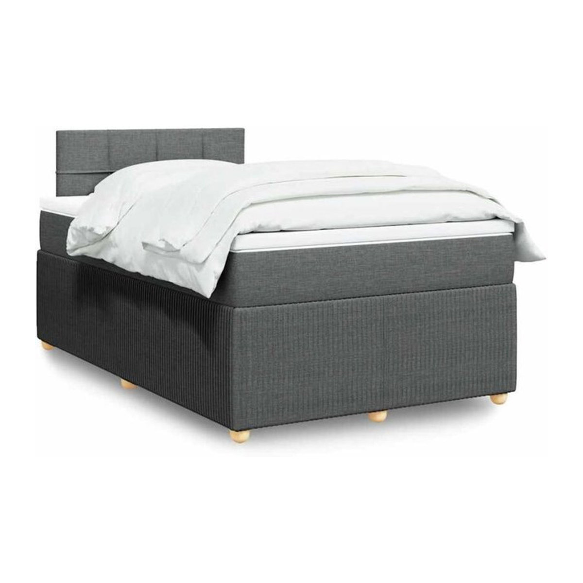 vidaxl Boxspringbett mit Matratze aus Stoff in Dunkelgrau, B/T/H: 190 x 120 x 100,5 cm - Bild 1
