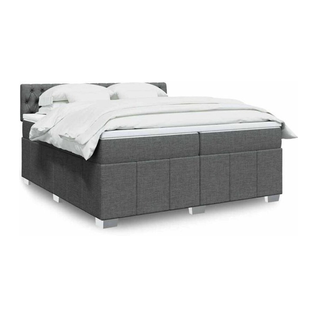vidaxl Boxspringbett mit Matratze aus Stoff in Dunkelgrau B/T/H: 200 x 200 x 100,5 cm - Bild 1