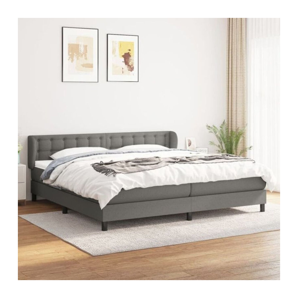 vidaxl Boxspringbett mit Matratze aus Stoff in Dunkelgrau B/T/H: 200 x 200 x 281 cm - Bild 1