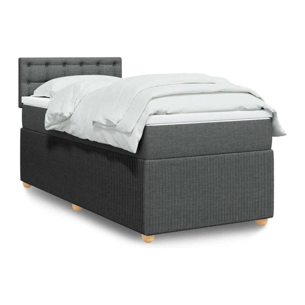 vidaxl Boxspringbett mit Matratze aus Stoff in Dunkelgrau B/T/H: 80 x 200 x 100,5 cm - Bild 1