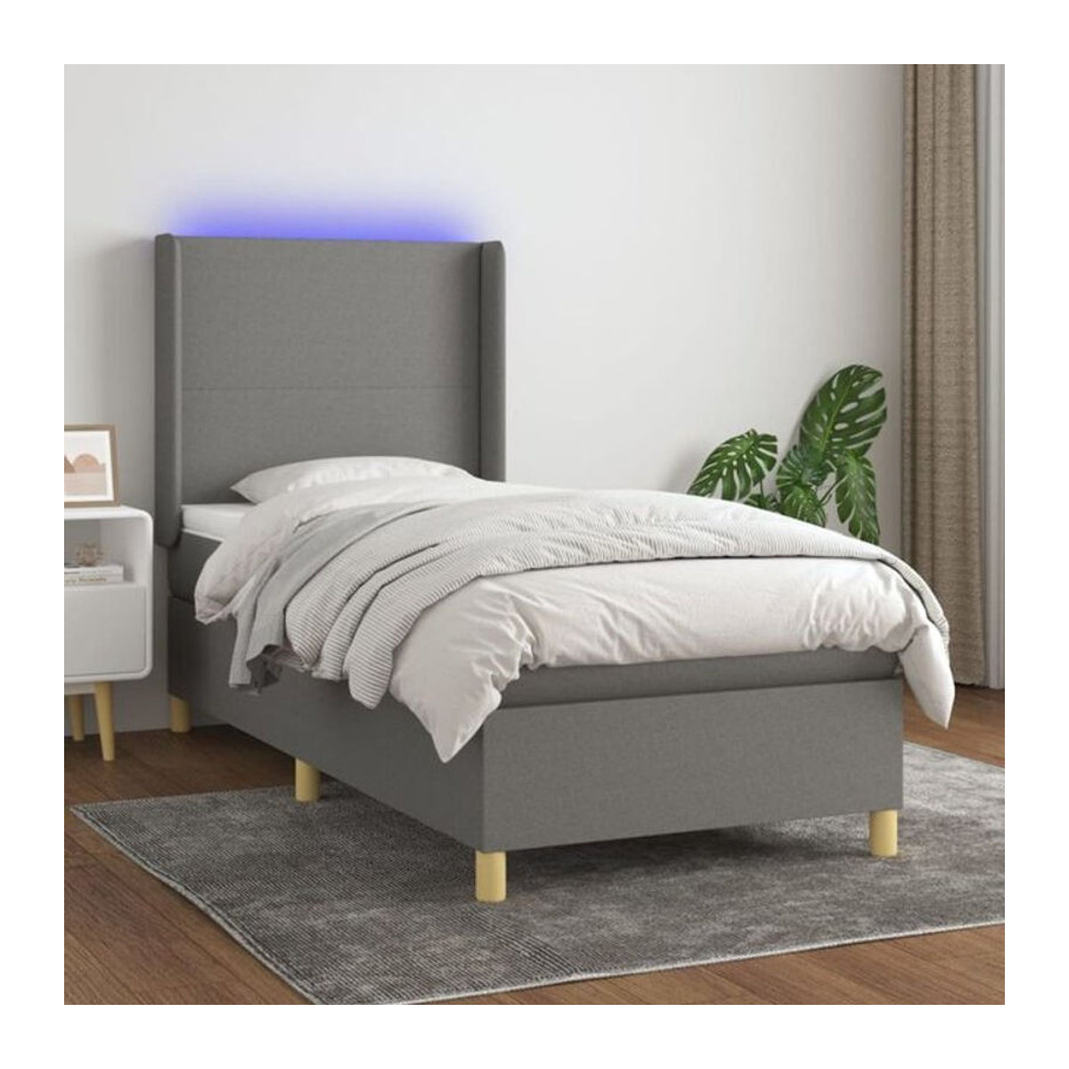 vidaxl Boxspringbett mit Matratze aus Stoff in Dunkelgrau B/T/H: 80 x 200 x 118 cm - Bild 1