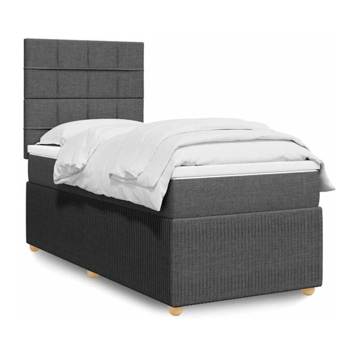 vidaxl Boxspringbett mit Matratze aus Stoff in Dunkelgrau B/T/H: 80 x 200 x 140,5 cm - Bild 1