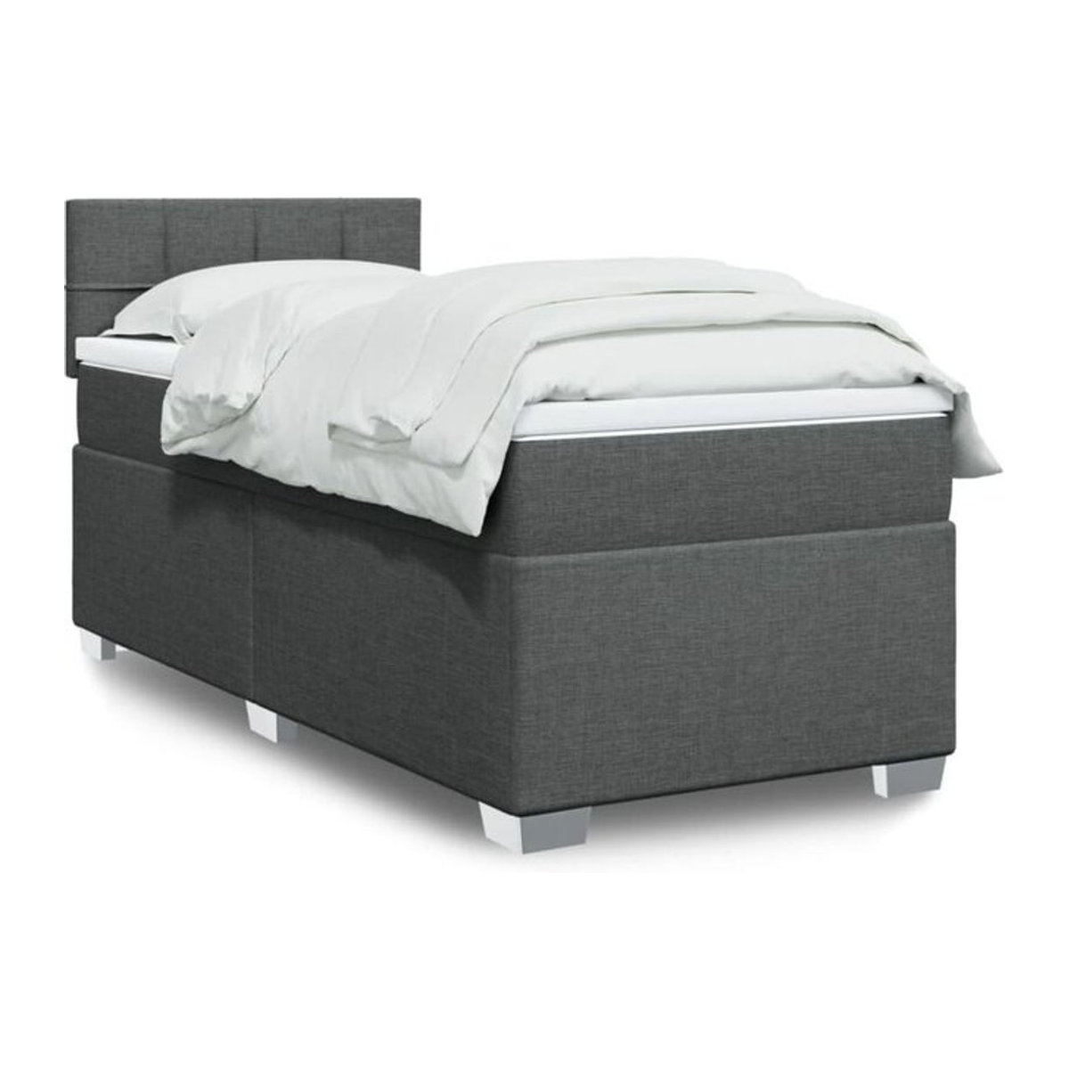 Vidaxl Boxspringbett mit Matratze aus Stoff in Dunkelgrau B/T/H: 90 x 190 x 100,5 cm - Bild 1