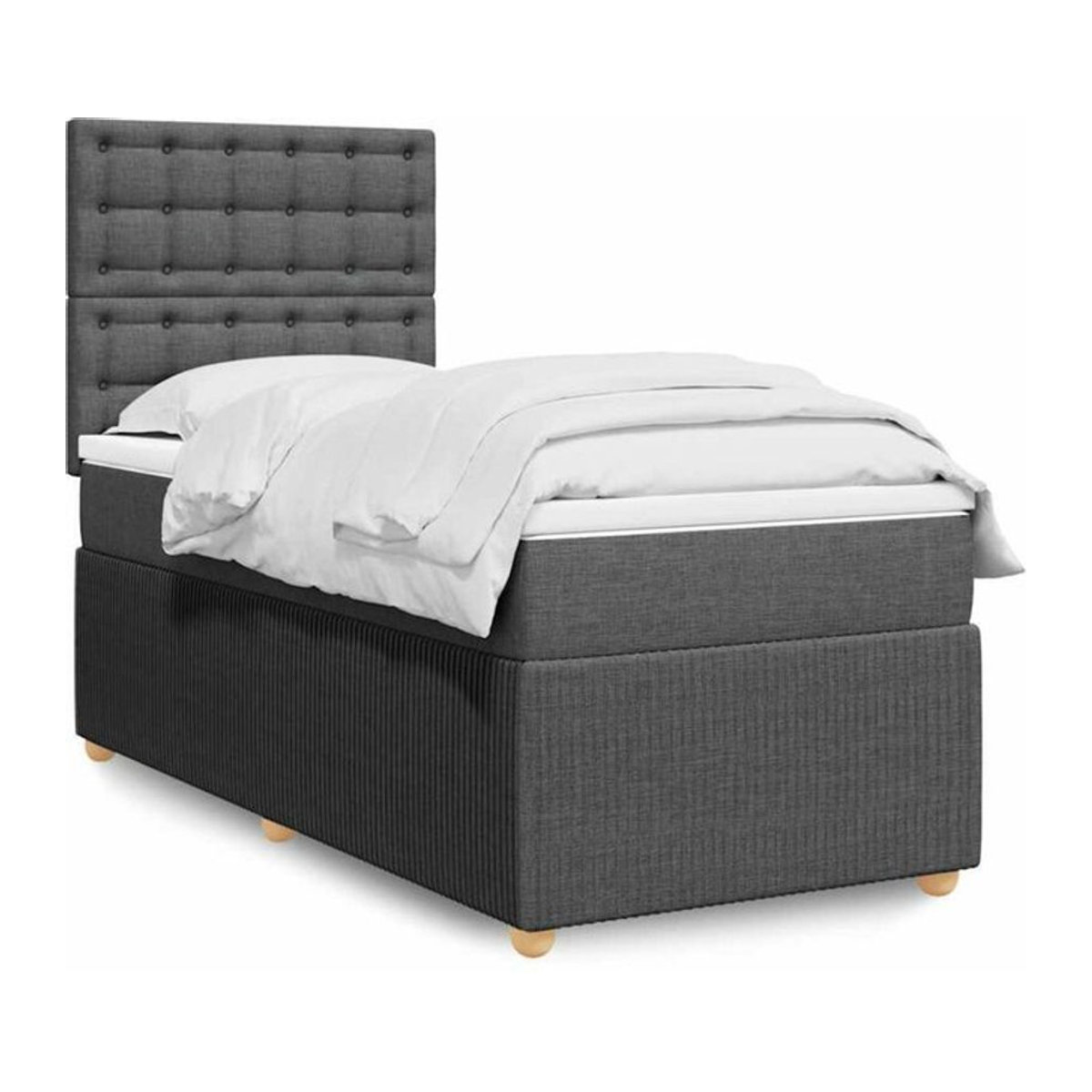 vidaxl Boxspringbett mit Matratze aus Stoff in Dunkelgrau B/T/H: 90 x 190 x 140,5 cm - Bild 1