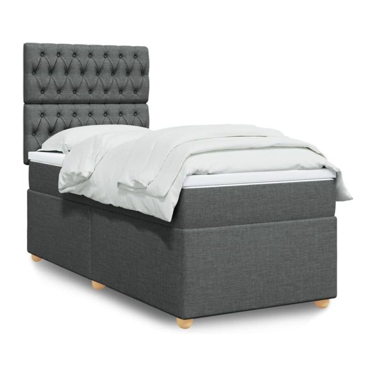 vidaxl Boxspringbett mit Matratze aus Stoff in Dunkelgrau B/T/H: 90 x 200 x 140,5 cm - Bild 1