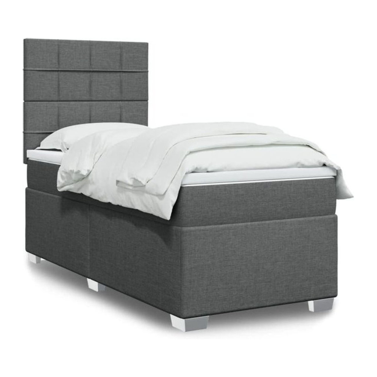 vidaxl Boxspringbett mit Matratze aus Stoff in Dunkelgrau, B/T/H: 90 x 200 x 150,5 cm - Bild 1