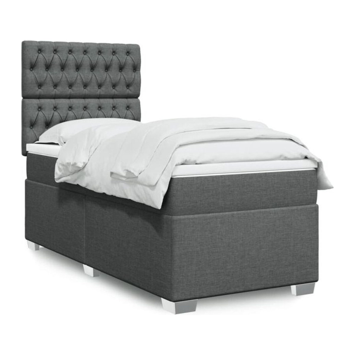 Vidaxl Boxspringbett mit Matratze aus Stoff in Dunkelgrau, B/T/H: 90 x 200 x 150,5 cm - Bild 1