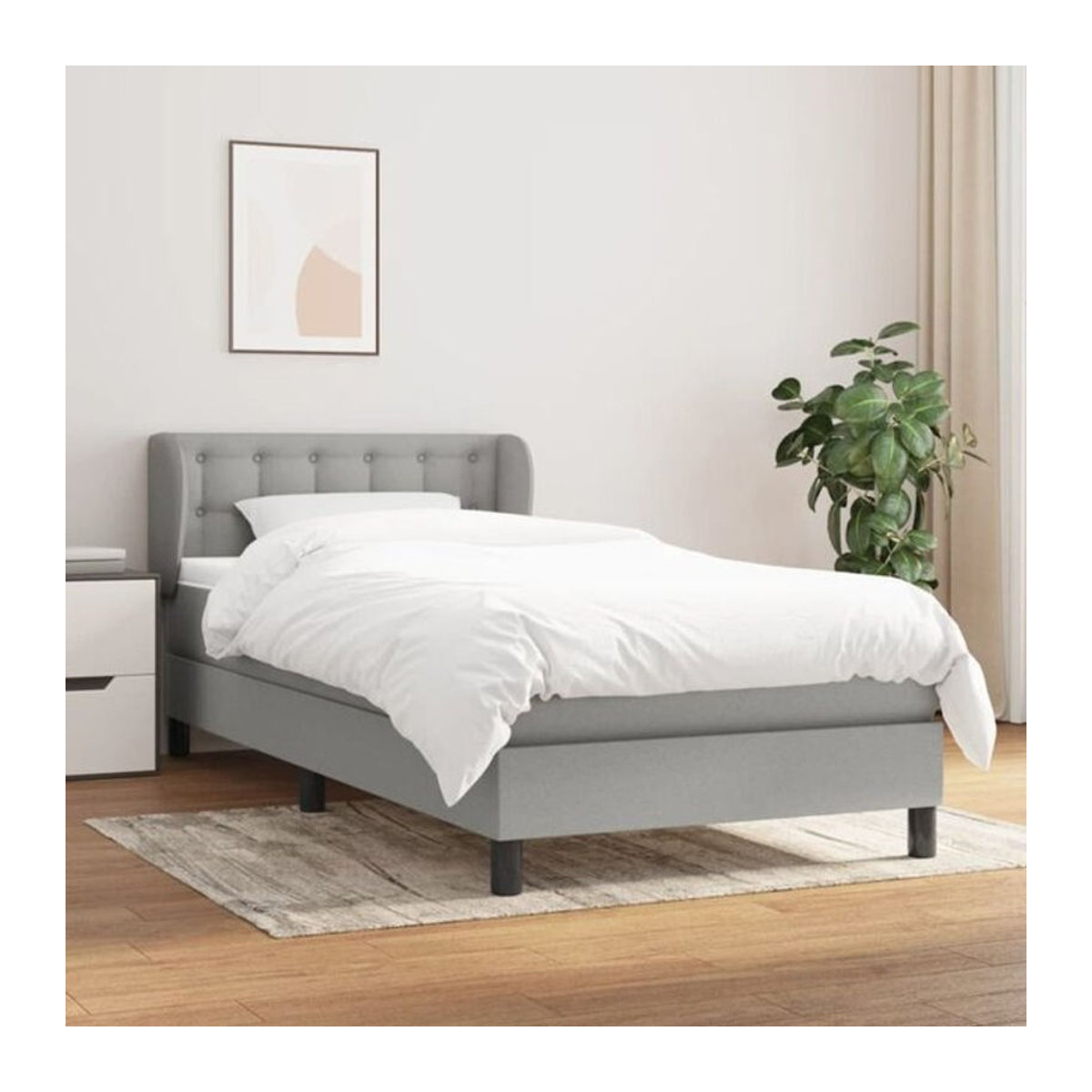 vidaxl Boxspringbett mit Matratze aus Stoff in Grau, B/B: 90 x 190 cm - Bild 1