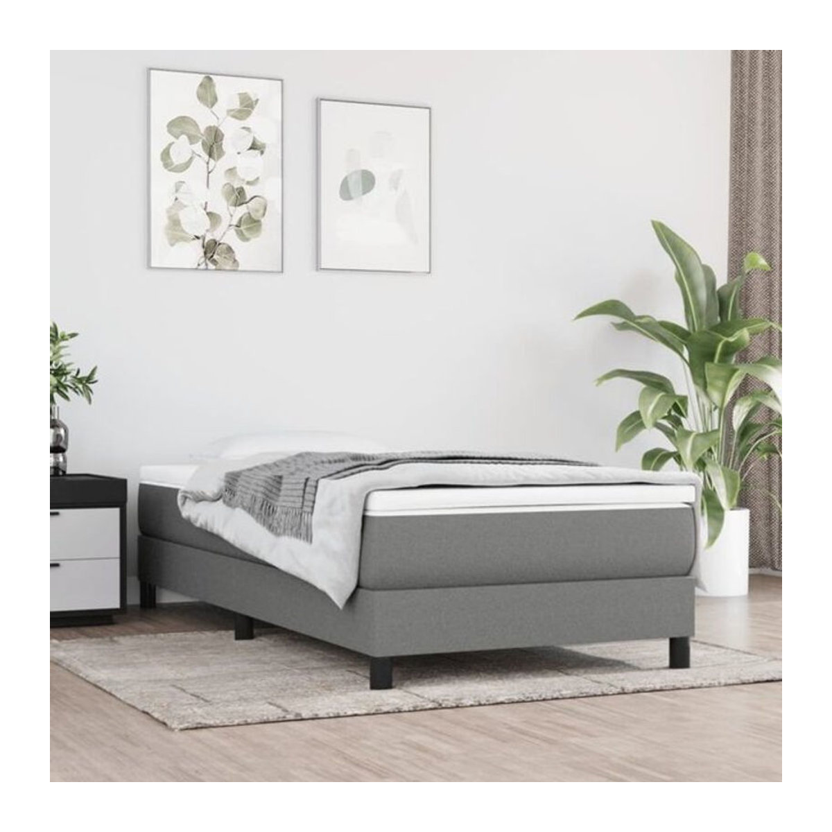 Vidaxl Boxspringbett mit Matratze aus Stoff in Grau, B/B: 90 x 190 cm - Bild 1