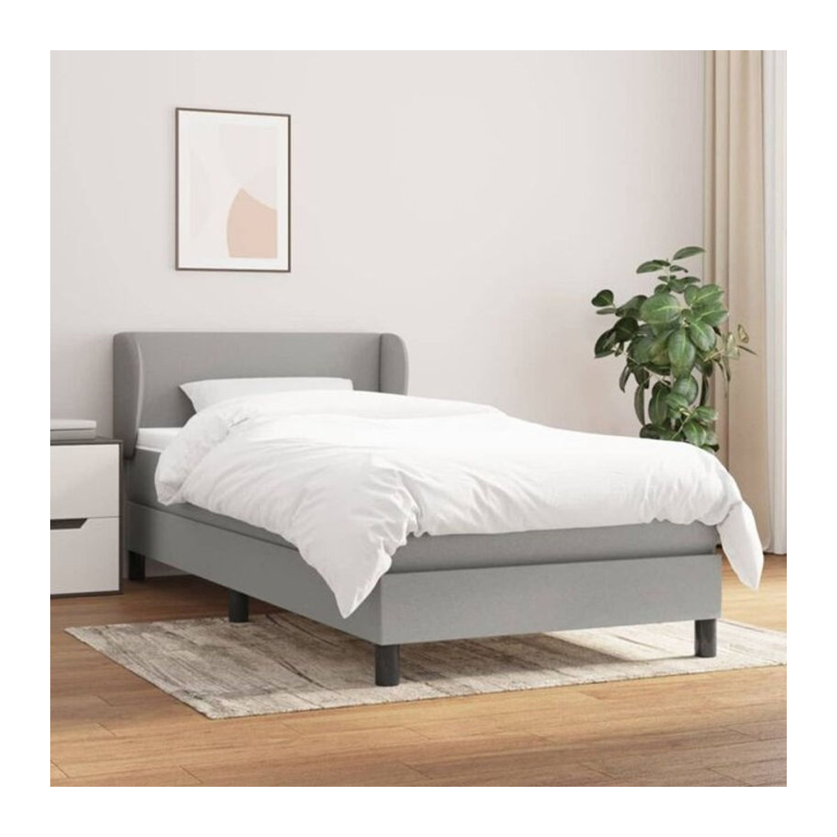vidaxl Boxspringbett mit Matratze aus Stoff in Grau, B/B: 90 x 200 cm - Bild 1