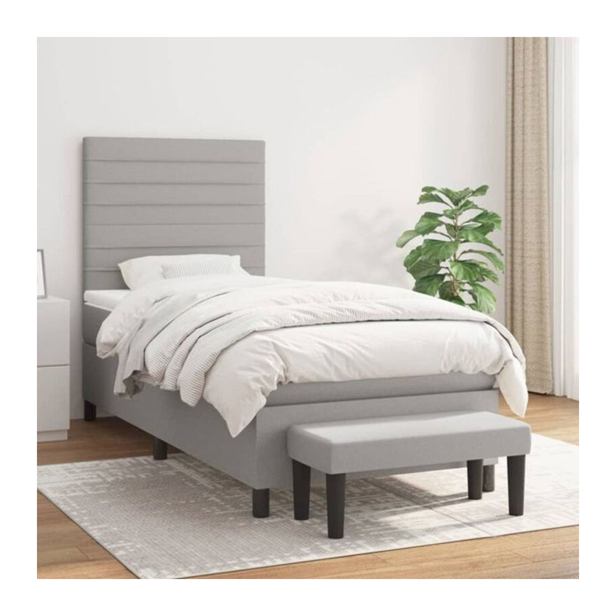 vidaxl Boxspringbett mit Matratze aus Stoff in Grau B/T/H: 100 x 200 x 118 cm - Bild 1